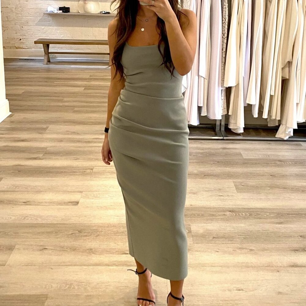 Bec & Bridge Be Mine square neck midi dress in sage green